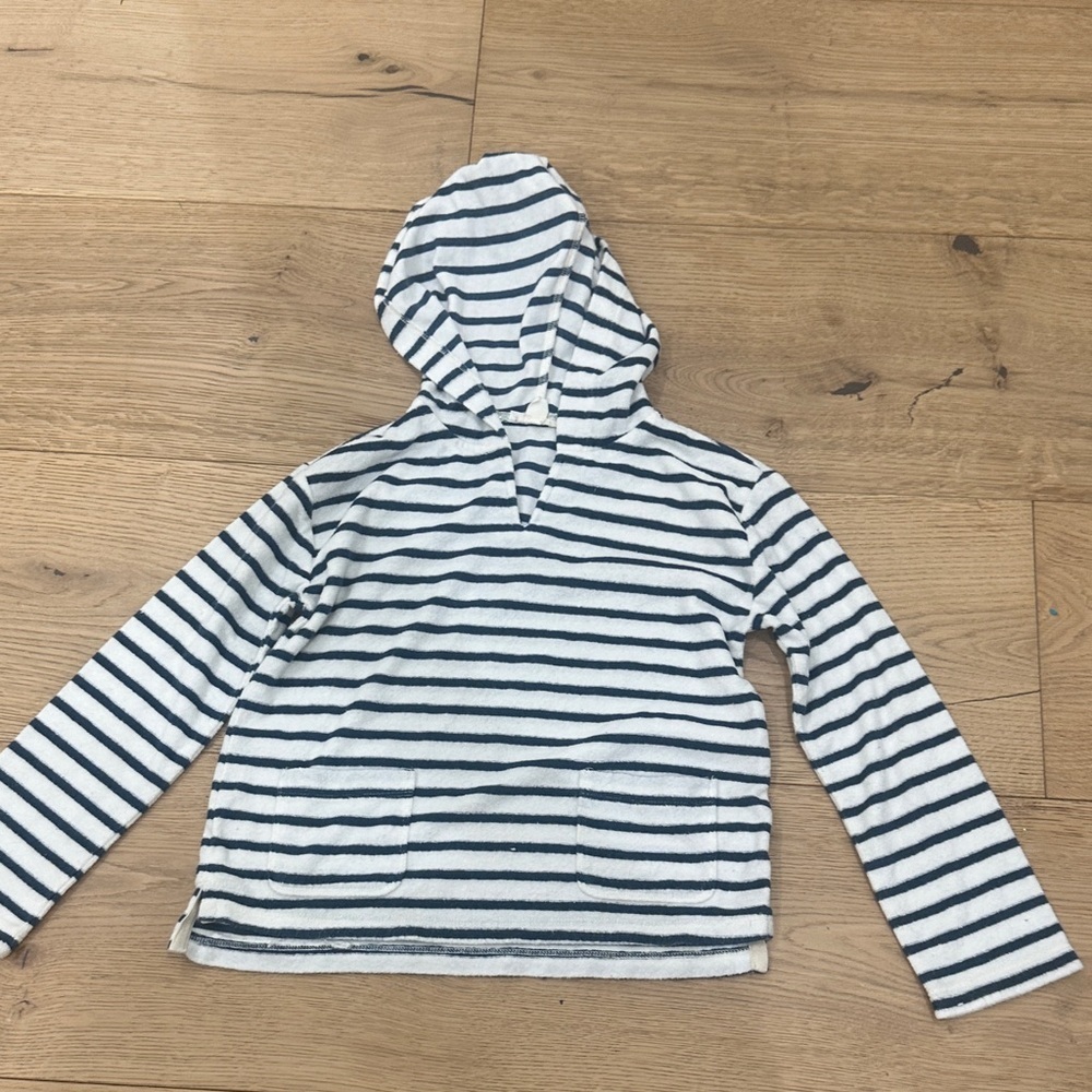 Crewcuts Navy and White Striped Kids Hoodie Terry 10/12